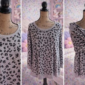 Gray Leopard Print Sweater